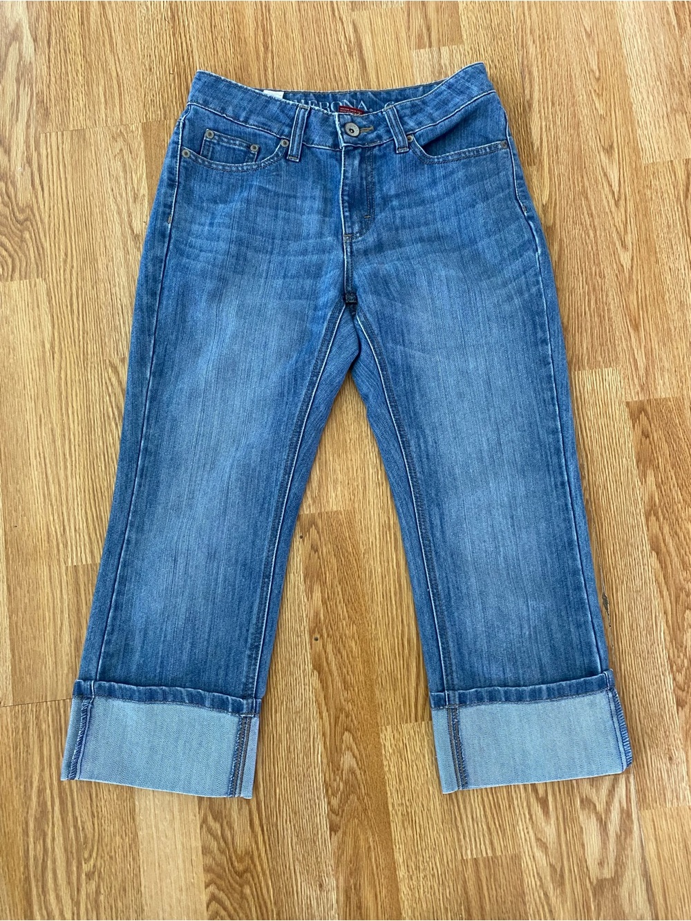 Blue Cropped Denim Capris